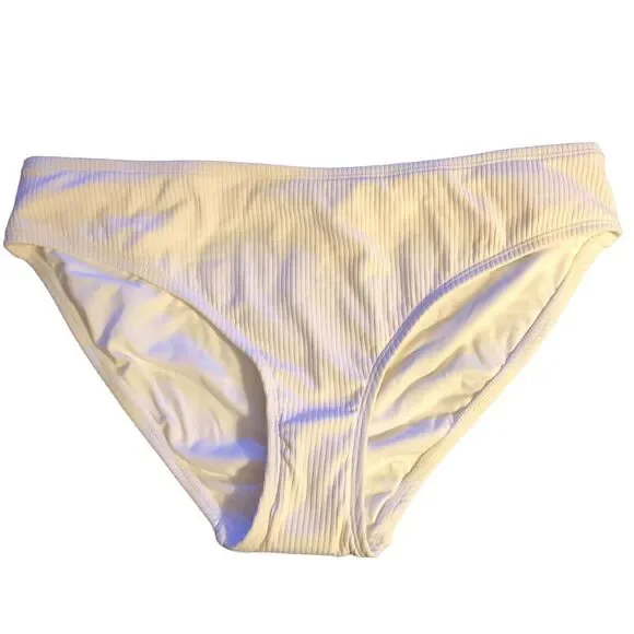Andie Swim The Bikini Bottom in Ivory Cream White Ribbed Size Large Coconut NEW - Picture 10 of 11